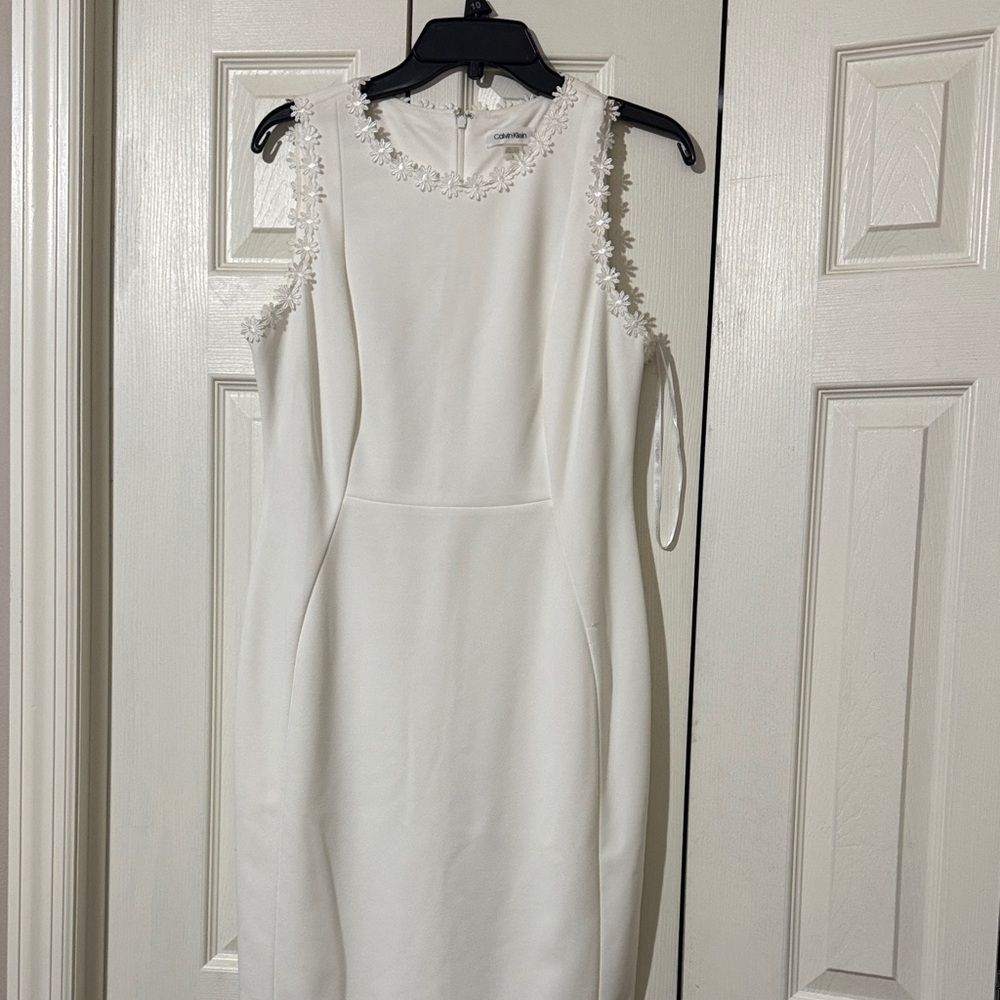 Calvin Klein White Floral Trim Mini Dress